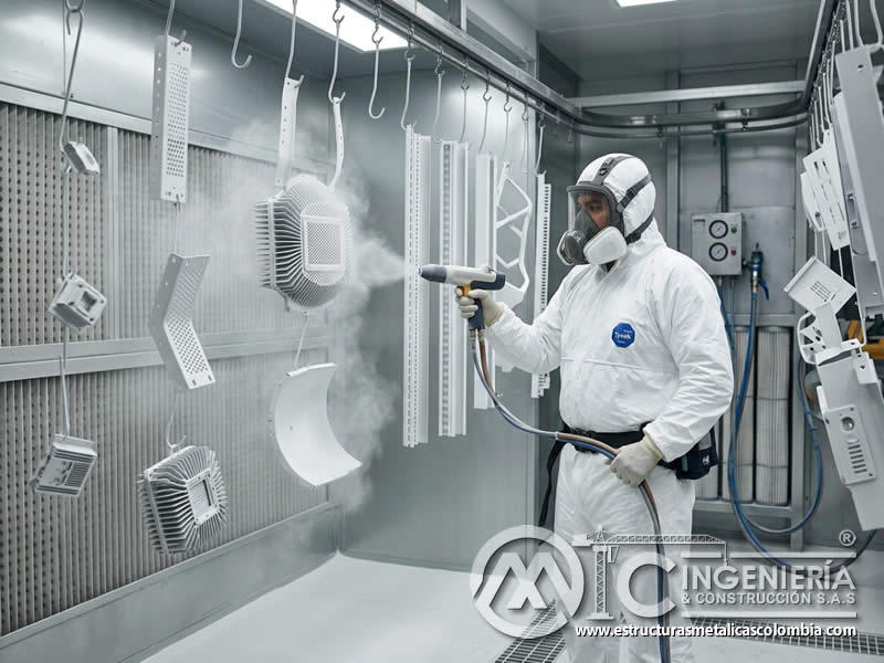 Aplicación electrostática en piezas metálicas de iluminacion técnica en Bogotá, Colombia. Montajes, Ingeniería y Construcción. MIC SAS. Aplicación electrostática en piezas metálicas de iluminacion técnica en Bogotá, Colombia. Montajes, Ingeniería y Construcción. MIC SAS.