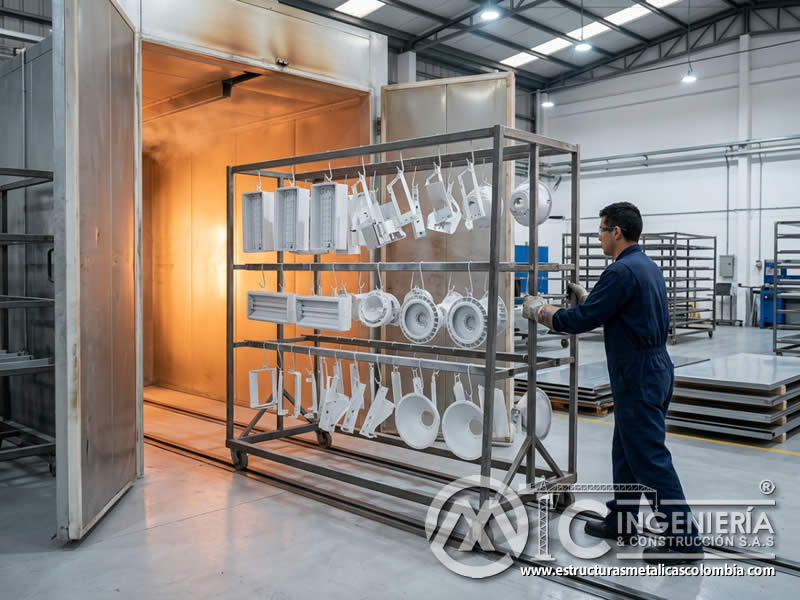 Curado en horno para carcasas de iluminacion con recubrimiento durable en Bogotá, Colombia. Montajes, Ingeniería y Construcción. MIC SAS. Curado en horno para carcasas de iluminacion con recubrimiento durable en Bogotá, Colombia. Montajes, Ingeniería y Construcción. MIC SAS.