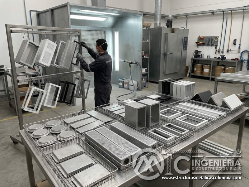 Pintura en polvo para gabinetes tapas y componentes de lamparas led en Bogotá, Colombia. Montajes, Ingeniería y Construcción. MIC SAS. Pintura en polvo para gabinetes tapas y componentes de lamparas led en Bogotá, Colombia. Montajes, Ingeniería y Construcción. MIC SAS.