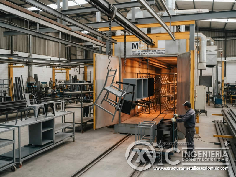 Curado en horno para muebles metálicos con recubrimiento resistente en Bogotá, Colombia. Montajes, Ingeniería y Construcción. MIC SAS. Curado en horno para muebles metálicos con recubrimiento resistente en Bogotá, Colombia. Montajes, Ingeniería y Construcción. MIC SAS.