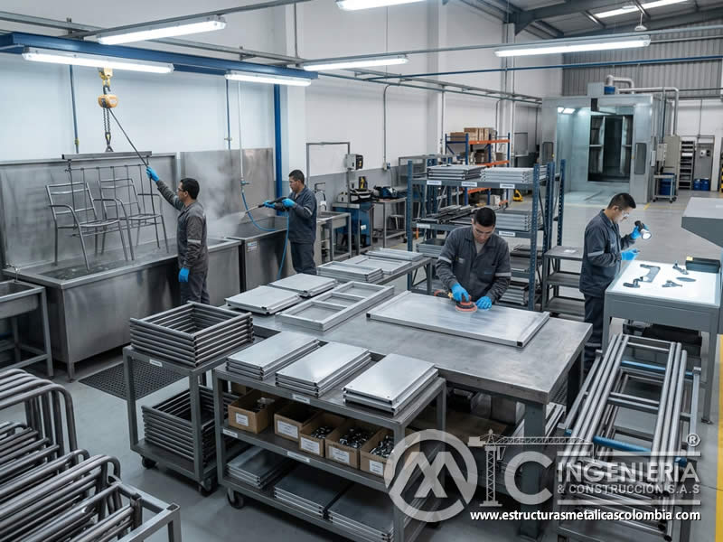 Pretratamiento de acero y aluminio para mobiliario antes de pintura en polvo en Bogotá, Colombia. Montajes, Ingeniería y Construcción. MIC SAS. Pretratamiento de acero y aluminio para mobiliario antes de pintura en polvo en Bogotá, Colombia. Montajes, Ingeniería y Construcción. MIC SAS.