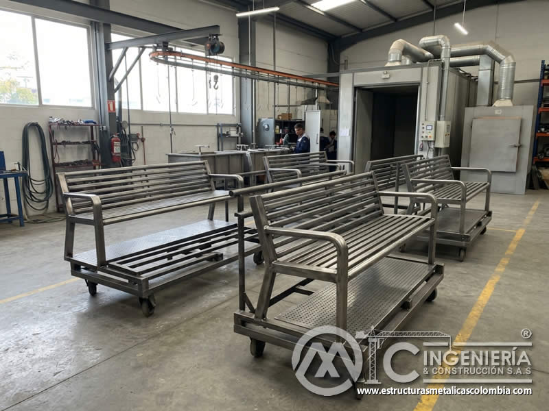 Pintura en polvo para bancas metálicas de parques y mobiliario urbano en Bogotá, Colombia. Montajes, Ingeniería y Construcción. MIC SAS. Pintura en polvo para bancas metálicas de parques y mobiliario urbano en Bogotá, Colombia. Montajes, Ingeniería y Construcción. MIC SAS.