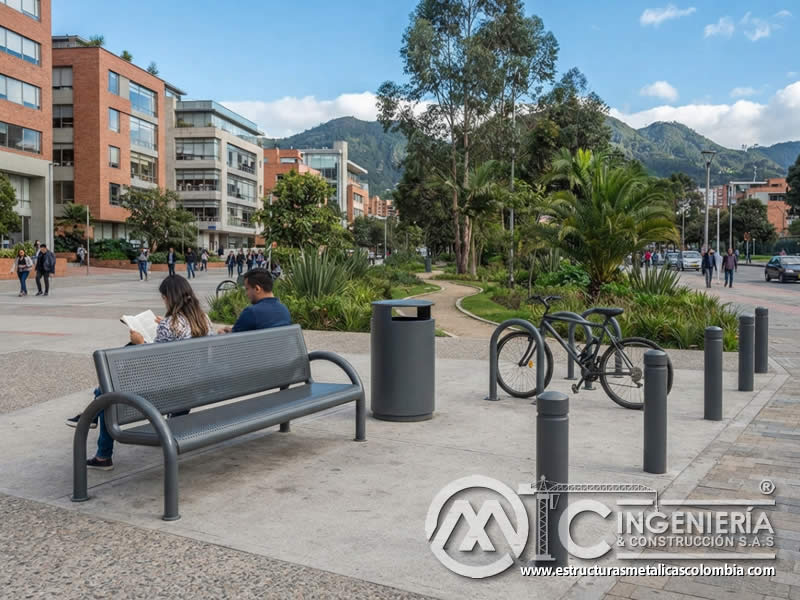 Resistencia a rayos sol lluvia y desgaste en muebles metálicos urbanos en Bogotá, Colombia. Montajes, Ingeniería y Construcción. MIC SAS. Resistencia a rayos sol lluvia y desgaste en muebles metálicos urbanos en Bogotá, Colombia. Montajes, Ingeniería y Construcción. MIC SAS.