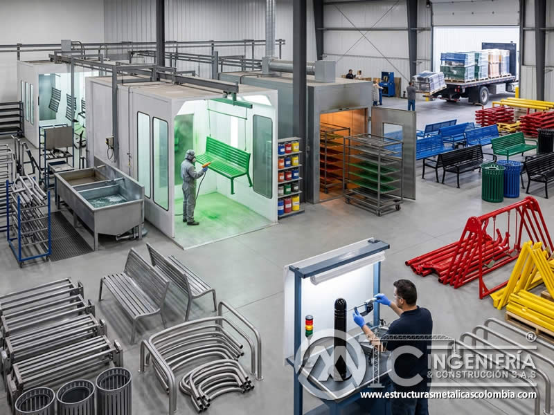 Servicio de pintura en polvo para mobiliario urbano y parques metálicos en Bogotá, Colombia. Montajes, Ingeniería y Construcción. MIC SAS. Servicio de pintura en polvo para mobiliario urbano y parques metálicos en Bogotá, Colombia. Montajes, Ingeniería y Construcción. MIC SAS.
