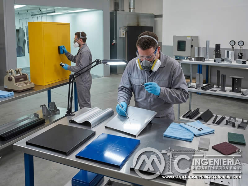 Enfriamiento tras curado en pintura en polvo epoxi y poliéster para mantener calidad final del recubrimiento en Bogotá, Colombia. Montajes, Ingeniería y Construcción. MIC SAS.