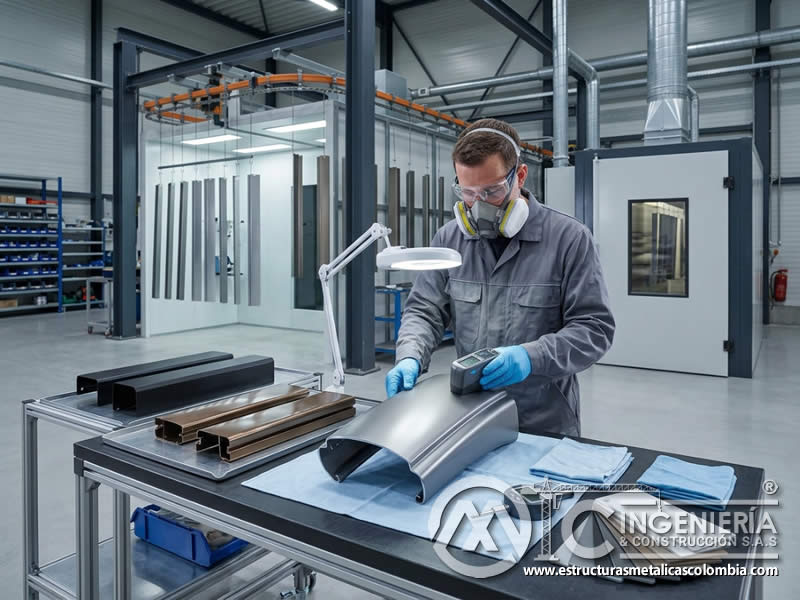 Tiempos de espera entre capas en pintura en polvo epoxi y poliéster para lograr cobertura y adherencia uniforme en Bogotá, Colombia. Montajes, Ingeniería y Construcción. MIC SAS.