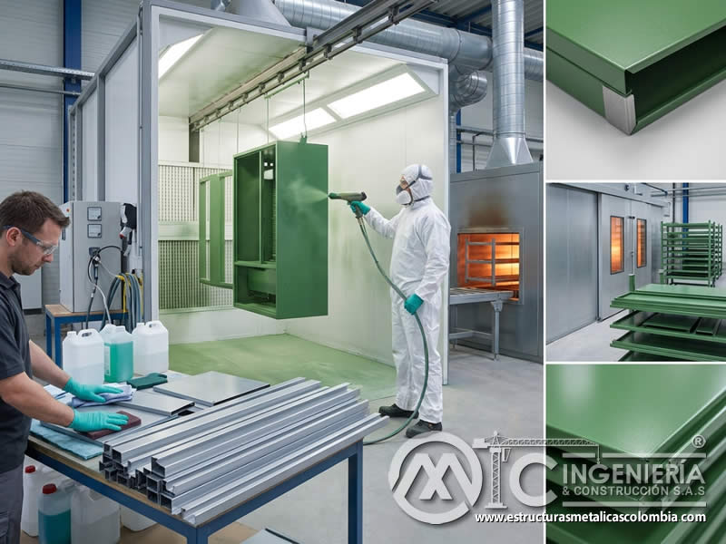Inspeccin y control de calidad en pintura en polvo epoxi y poliéster sobre piezas metálicas recubiertas en Bogotá, Colombia. Montajes, Ingeniería y Construcción. MIC SAS.