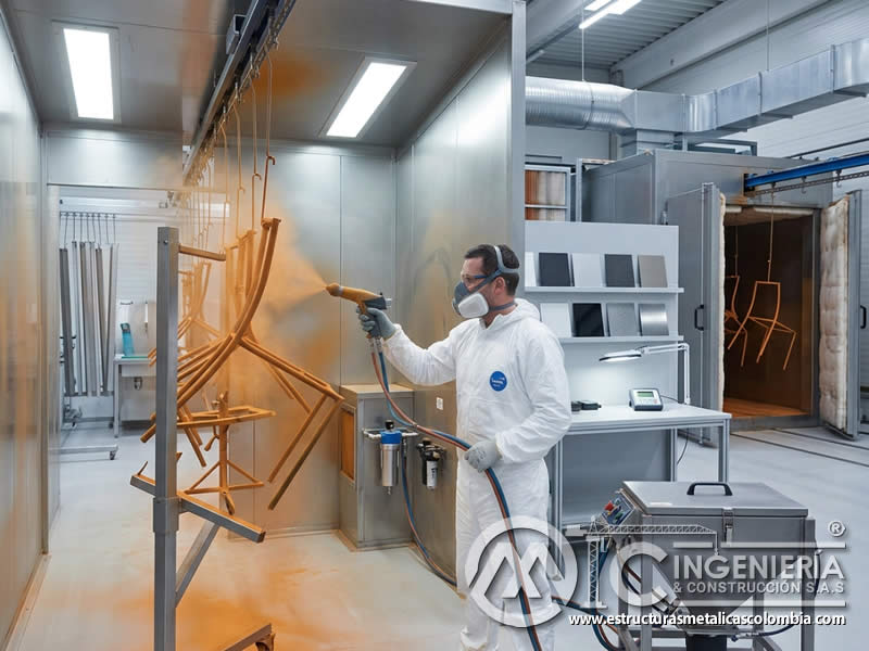 Efectos de sobrecocción en pintura en polvo epoxi y poliéster durante curado de superficies metálicas en Bogotá, Colombia. Montajes, Ingeniería y Construcción. MIC SAS.