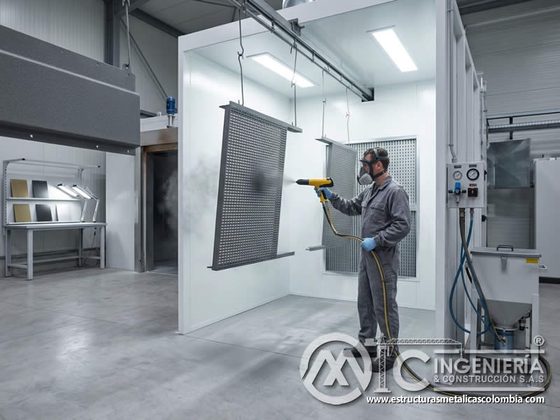 Temperatura de pieza y horno en curado de pintura en polvo epoxi y poliéster con control del proceso térmico en Bogotá, Colombia. Montajes, Ingeniería y Construcción. MIC SAS.