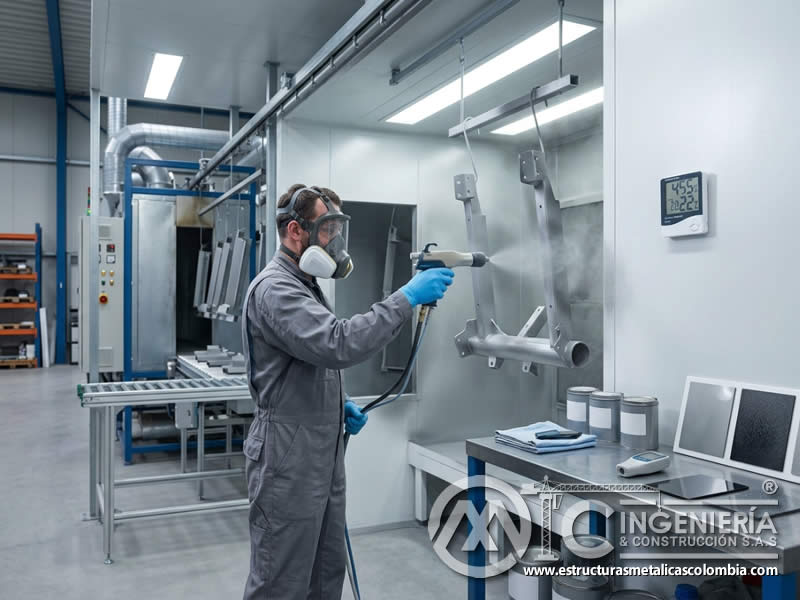 Tiempo de gelificación de pintura en polvo y temperatura ambiente durante curado de piezas metálicas en Bogotá, Colombia. Montajes, Ingeniería y Construcción. MIC SAS.