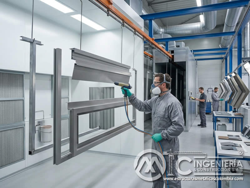 Efecto de temperatura ambiente en curado de pintura en polvo electrostática sobre superficies metálicas en Bogotá, Colombia. Montajes, Ingeniería y Construcción. MIC SAS.