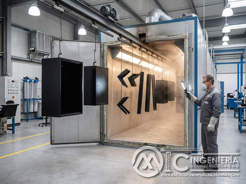 Influencia de temperatura en viscosidad de pintura en polvo durante aplicación electrostática sobre metal en Bogotá, Colombia. Montajes, Ingeniería y Construcción. MIC SAS.