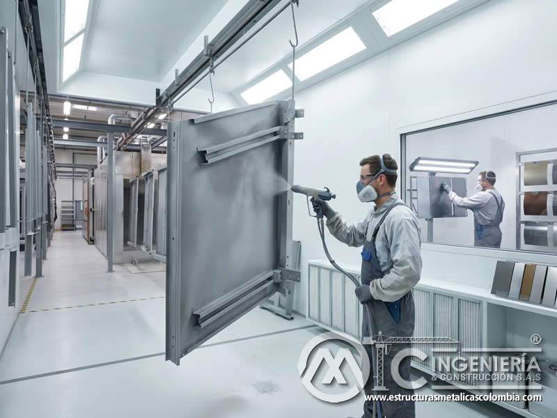 Costo de equipos de aplicación para pintura en polvo epoxi y poliéster con cabina, pistola, recuperación y curado en Bogotá, Colombia. Montajes, Ingeniería y Construcción. MIC SAS.