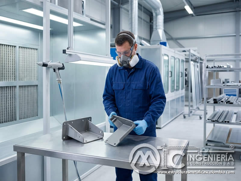 Costo de materiales de preparación para pintura en polvo epoxi y poliéster con limpieza, protección y anclaje en Bogotá, Colombia. Montajes, Ingeniería y Construcción. MIC SAS.