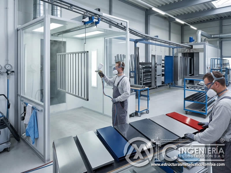 Costo de tratamientos previos para pintura en polvo epoxi y poliéster con preparación técnica de superficies metálicas en Bogotá, Colombia. Montajes, Ingeniería y Construcción. MIC SAS.