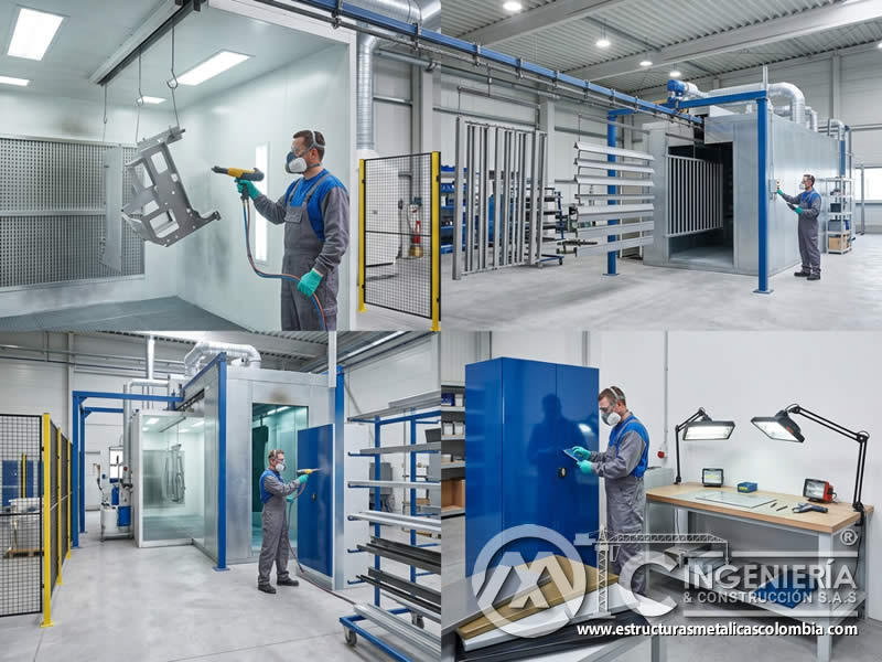 Temperatura de curado y propiedades finales de pintura en polvo epoxi y poliéster sobre superficies metálicas en Bogotá, Colombia. Montajes, Ingeniería y Construcción. MIC SAS.