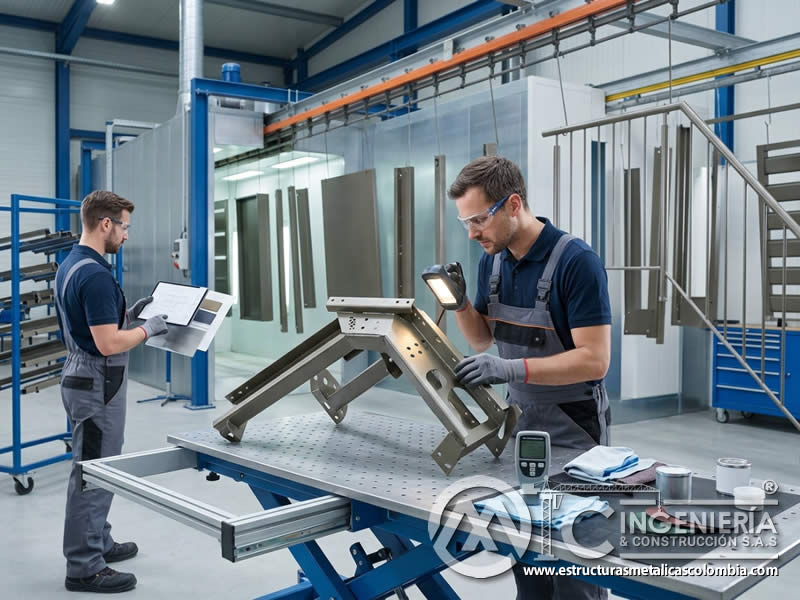 Tiempo de curado de pintura en polvo epoxi y poliéster mediante comparación técnica para procesos de acabado metálico en Bogotá, Colombia. Montajes, Ingeniería y Construcción. MIC SAS.