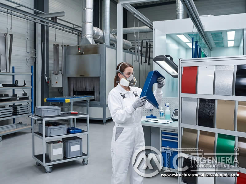 Facilidad de reparación y retoque de pintura en polvo electrostática frente a galvanizado en piezas metálicas en Bogotá, Colombia. Montajes, Ingeniería y Construcción. MIC SAS.