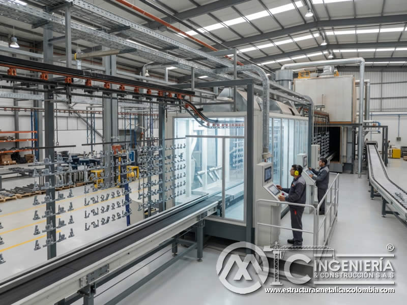 Linea automática con transporte y cabina para recubrimientos industriales en Bogotá, Colombia. Montajes, Ingeniería y Construcción. MIC SAS. Linea automática con transporte y cabina para recubrimientos industriales en Bogotá, Colombia. Montajes, Ingeniería y Construcción. MIC SAS.