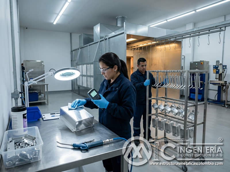 Control de contaminantes antes de aplicar recubrimiento electrostático en Bogotá, Colombia. Montajes, Ingeniería y Construcción. MIC SAS.