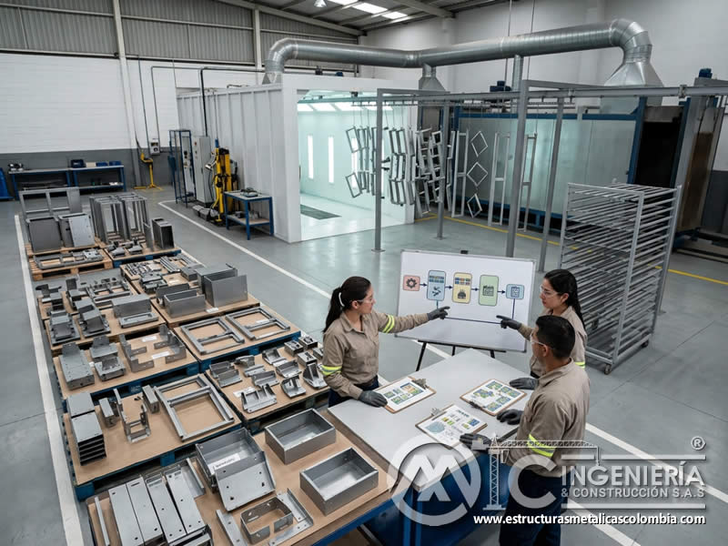 Planeacion de lotes y tiempos antes de iniciar recubrimiento industrial en Bogotá, Colombia. Montajes, Ingeniería y Construcción. MIC SAS.