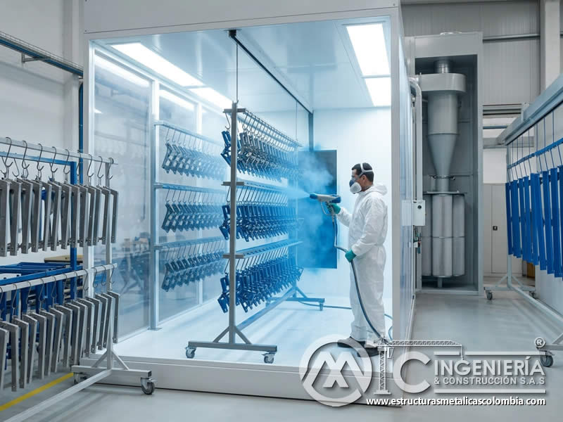 Cabina de pintura en polvo organizada para mejorar rendimiento del material en Bogotá, Colombia. Montajes, Ingeniería y Construcción. MIC SAS. Cabina de pintura en polvo organizada para mejorar rendimiento del material en Bogotá, Colombia. Montajes, Ingeniería y Construcción. MIC SAS.