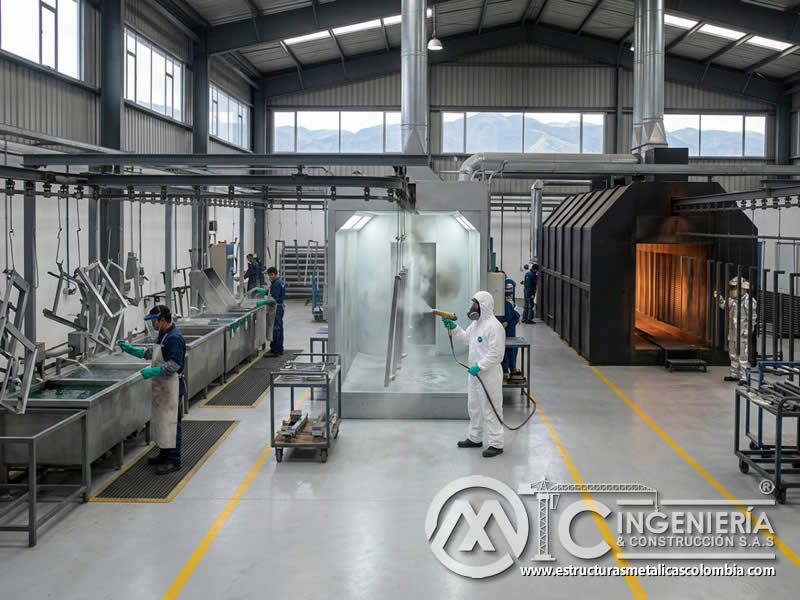 Flujo ordenado entre pretratamiento cabina de pintura y horno de curado en Bogotá, Colombia. Montajes, Ingeniería y Construcción. MIC SAS. Flujo ordenado entre pretratamiento cabina de pintura y horno de curado en Bogotá, Colombia. Montajes, Ingeniería y Construcción. MIC SAS.