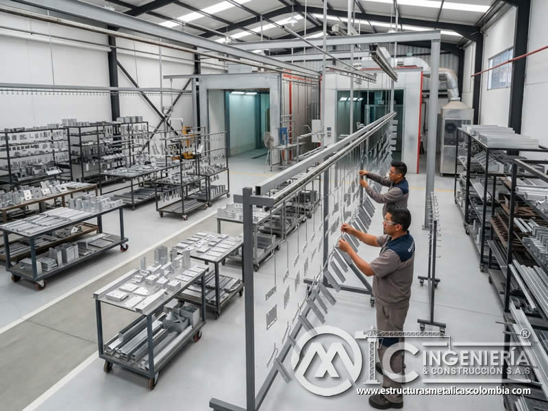 Organizacion de piezas metálicas para optimizar la pintura en polvo en Bogotá, Colombia. Montajes, Ingeniería y Construcción. MIC SAS. Organizacion de piezas metálicas para optimizar la pintura en polvo en Bogotá, Colombia. Montajes, Ingeniería y Construcción. MIC SAS.
