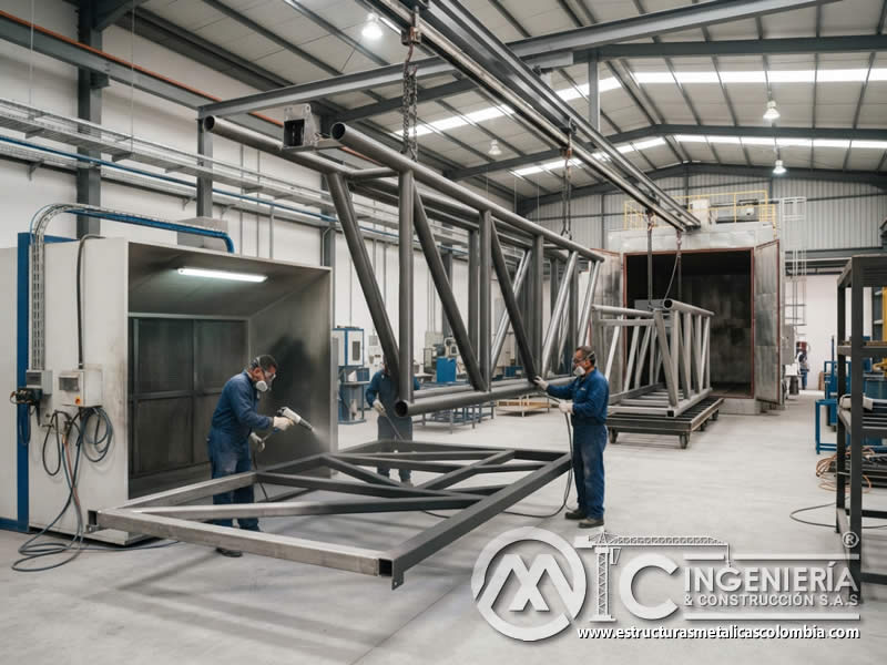 Estructuras metálicas grandes con acabado durable en pintura en polvo en Bogotá, Colombia. Montajes, Ingeniería y Construcción. MIC SAS. Estructuras metálicas grandes con acabado durable en pintura en polvo en Bogotá, Colombia. Montajes, Ingeniería y Construcción. MIC SAS.