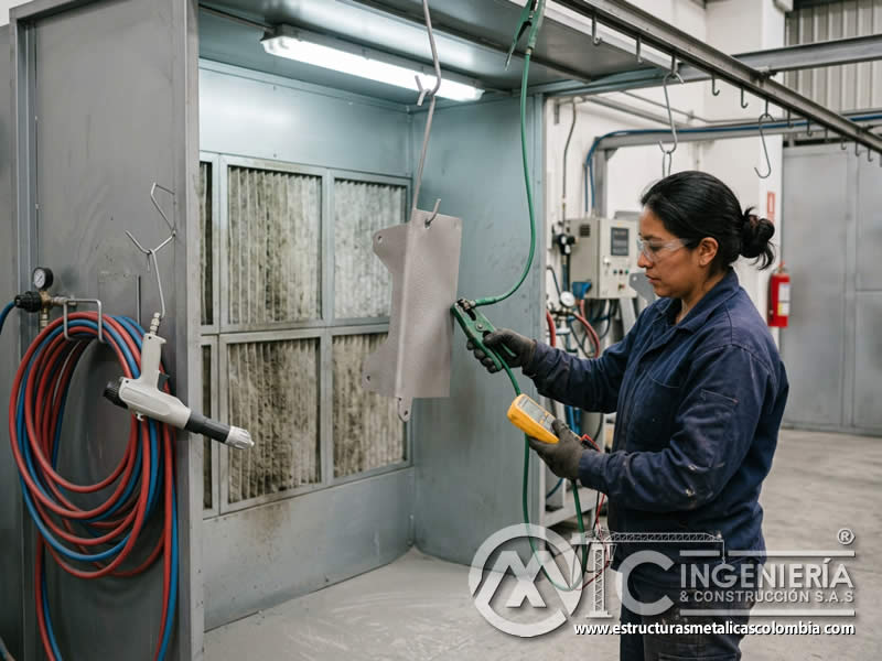 Conexión a tierra de equipos electrostáticos con sandblasting en Bogotá, Colombia. Montajes, Ingeniería y Construcción. MIC SAS.