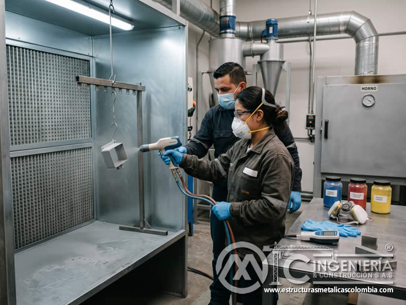 Aplicación manual de pintura en polvo y sandblasting en Bogotá, Colombia. Montajes, Ingeniería y Construcción. MIC SAS. Aplicación manual de pintura en polvo y sandblasting en Bogotá, Colombia. Montajes, Ingeniería y Construcción. MIC SAS.