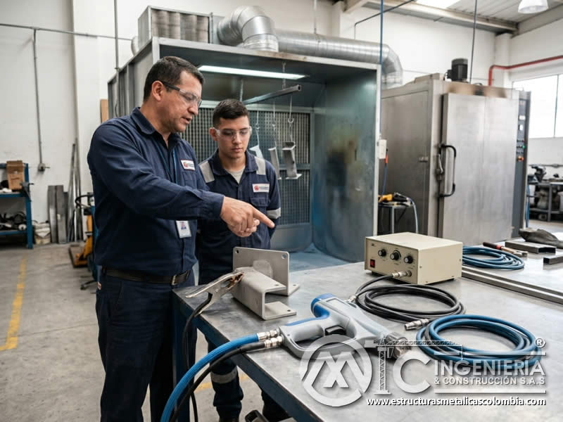 Pistola de pintura en polvo con preparación sandblasting en Bogotá, Colombia. Montajes, Ingeniería y Construcción. MIC SAS. Pistola de pintura en polvo con preparación sandblasting en Bogotá, Colombia. Montajes, Ingeniería y Construcción. MIC SAS.