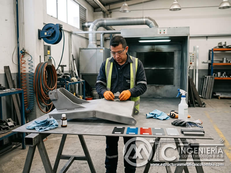 Preparación de superficie con sandblasting para pintura en polvo en Bogotá, Colombia. Montajes, Ingeniería y Construcción. MIC SAS. Preparación de superficie con sandblasting para pintura en polvo en Bogotá, Colombia. Montajes, Ingeniería y Construcción. MIC SAS.