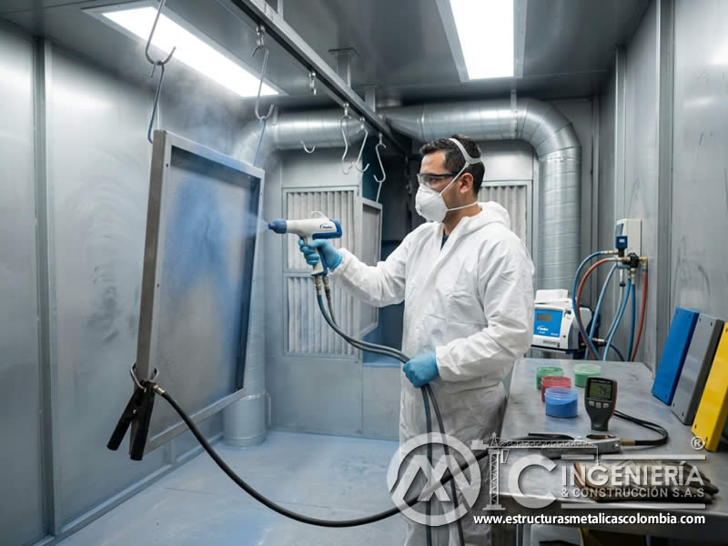 Pulverización electrostática y sandblasting para pintura en polvo en Bogotá, Colombia. Montajes, Ingeniería y Construcción. MIC SAS. Pulverización electrostática y sandblasting para pintura en polvo en Bogotá, Colombia. Montajes, Ingeniería y Construcción. MIC SAS.