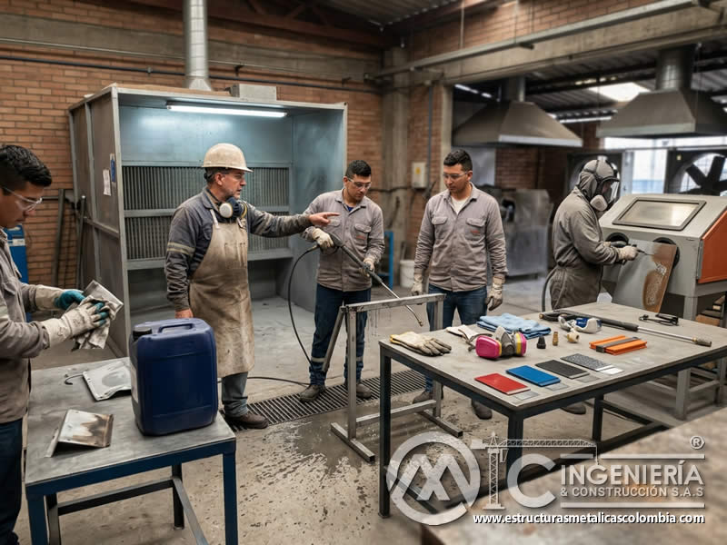 Técnicas de limpieza y sandblasting para pintura en polvo en Bogotá, Colombia. Montajes, Ingeniería y Construcción. MIC SAS. Técnicas de limpieza y sandblasting para pintura en polvo en Bogotá, Colombia. Montajes, Ingeniería y Construcción. MIC SAS.