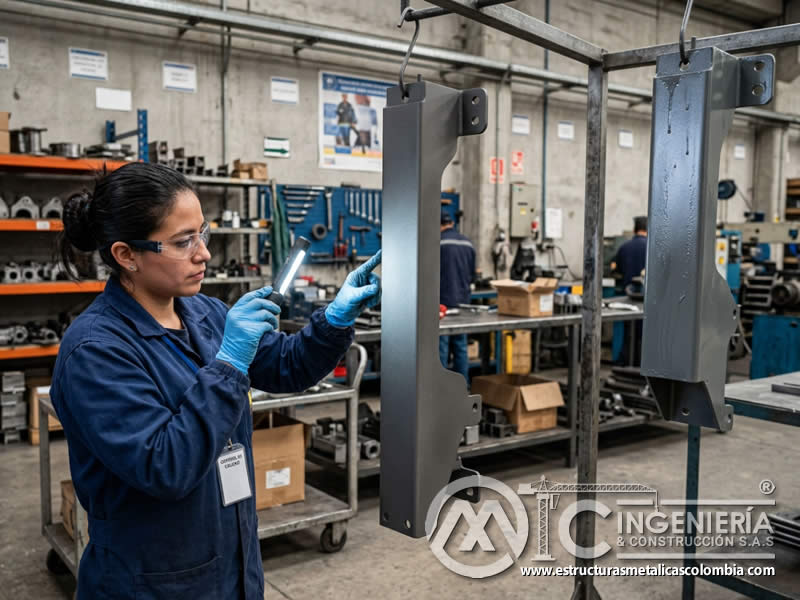 Acabado sin goteos de pintura en polvo sobre metal con sandblasting en Bogotá, Colombia. Montajes, Ingeniería y Construcción. MIC SAS. Acabado sin goteos de pintura en polvo sobre metal con sandblasting en Bogotá, Colombia. Montajes, Ingeniería y Construcción. MIC SAS.