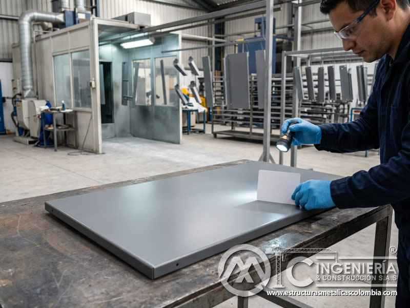 Acabado uniforme de pintura en polvo sobre superficie con sandblasting en Bogotá, Colombia. Montajes, Ingeniería y Construcción. MIC SAS. Acabado uniforme de pintura en polvo sobre superficie con sandblasting en Bogotá, Colombia. Montajes, Ingeniería y Construcción. MIC SAS.