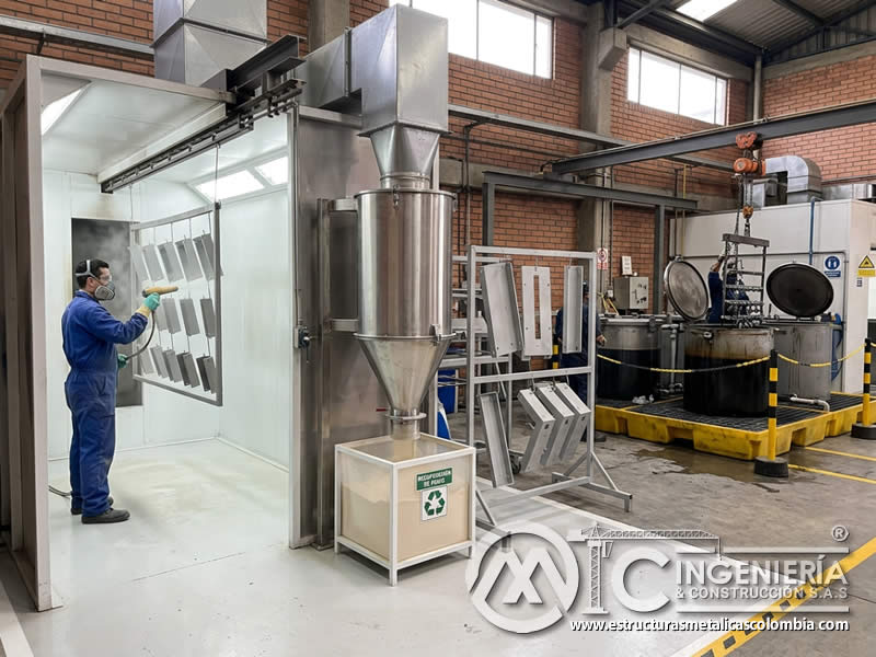 Reducción de residuos al aplicar pintura en polvo tras sandblasting en Bogotá, Colombia. Montajes, Ingeniería y Construcción. MIC SAS. Reducción de residuos al aplicar pintura en polvo tras sandblasting en Bogotá, Colombia. Montajes, Ingeniería y Construcción. MIC SAS.