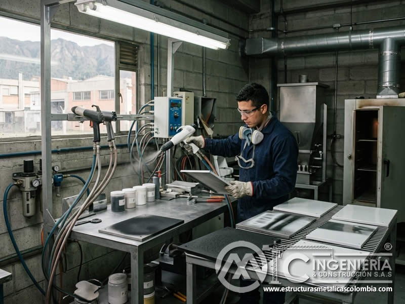 Equipo para polvo epoxi y poliéster en proceso con sandblasting en Bogotá, Colombia. Montajes, Ingeniería y Construcción. MIC SAS. Equipo para polvo epoxi y poliéster en proceso con sandblasting en Bogotá, Colombia. Montajes, Ingeniería y Construcción. MIC SAS.