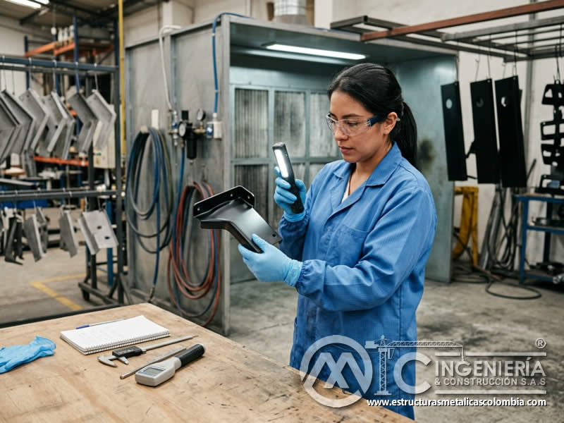 Uniformidad del acabado de pintura en polvo con sandblasting en Bogotá, Colombia. Montajes, Ingeniería y Construcción. MIC SAS.