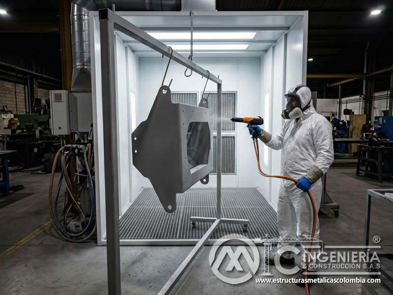 Superficie lista para pintura en polvo tras sandblasting en Bogotá, Colombia. Montajes, Ingeniería y Construcción. MIC SAS. Superficie lista para pintura en polvo tras sandblasting en Bogotá, Colombia. Montajes, Ingeniería y Construcción. MIC SAS.