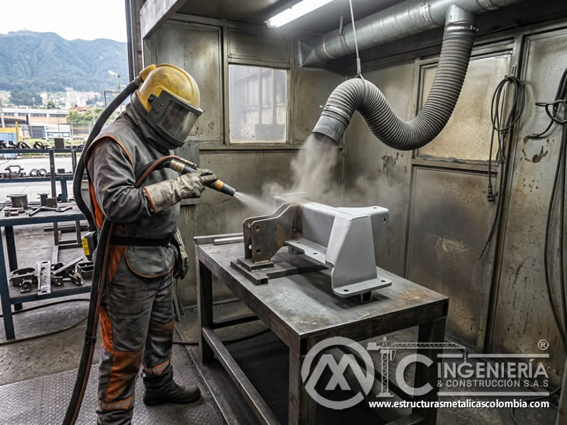 Chorro de arena sandblasting para preparar superficie en Bogotá, Colombia. Montajes, Ingeniería y Construcción. MIC SAS. Chorro de arena sandblasting para preparar superficie en Bogotá, Colombia. Montajes, Ingeniería y Construcción. MIC SAS.