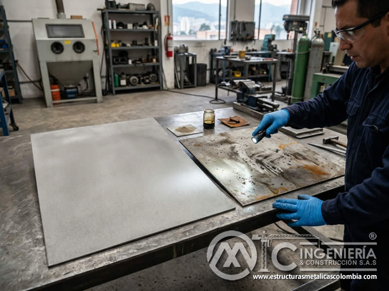 Contaminantes removidos antes de pintura en polvo con sandblasting en Bogotá, Colombia. Montajes, Ingeniería y Construcción. MIC SAS. Contaminantes removidos antes de pintura en polvo con sandblasting en Bogotá, Colombia. Montajes, Ingeniería y Construcción. MIC SAS.