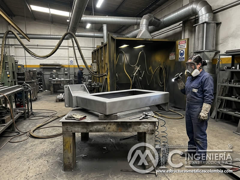 Granallado y sandblasting antes de pintura en polvo en Bogotá, Colombia. Montajes, Ingeniería y Construcción. MIC SAS. Granallado y sandblasting antes de pintura en polvo en Bogotá, Colombia. Montajes, Ingeniería y Construcción. MIC SAS.