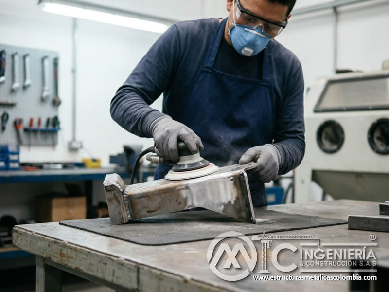 Lijado previo a sandblasting y pintura en polvo en Bogotá, Colombia. Montajes, Ingeniería y Construcción. MIC SAS. Lijado previo a sandblasting y pintura en polvo en Bogotá, Colombia. Montajes, Ingeniería y Construcción. MIC SAS.