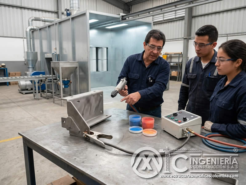 Aditivos de flujo de pintura en polvo para aplicación posterior a sandblasting en Bogotá, Colombia. Montajes, Ingeniería y Construcción. MIC SAS.