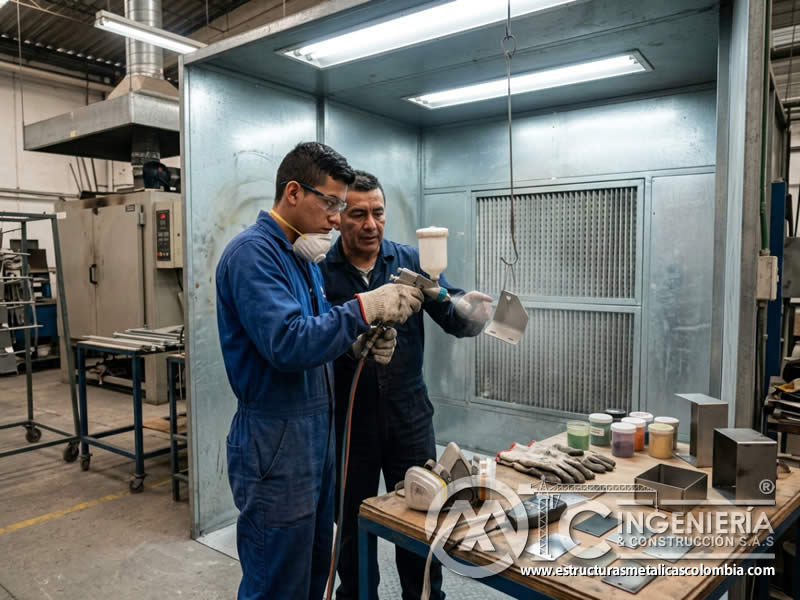 Pigmentos de pintura en polvo para acabados sobre piezas con sandblasting en Bogotá, Colombia. Montajes, Ingeniería y Construcción. MIC SAS.