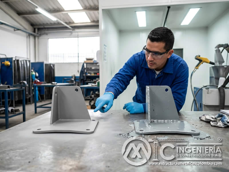 Ventajas de pintura en polvo frente a líquida sobre piezas con sandblasting en Bogotá, Colombia. Montajes, Ingeniería y Construcción. MIC SAS.