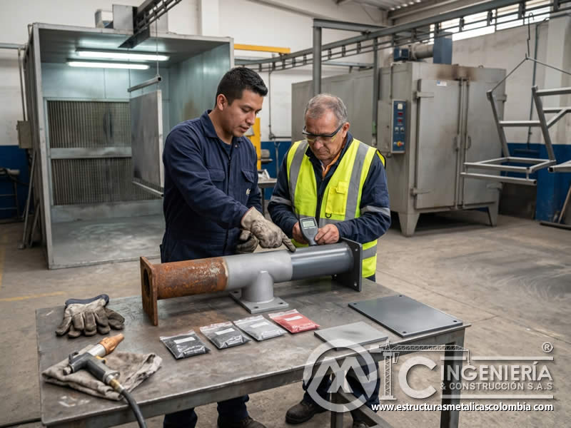 Protección contra corrosión con pintura en polvo y sandblasting en Bogotá, Colombia. Montajes, Ingeniería y Construcción. MIC SAS. Protección contra corrosión con pintura en polvo y sandblasting en Bogotá, Colombia. Montajes, Ingeniería y Construcción. MIC SAS.