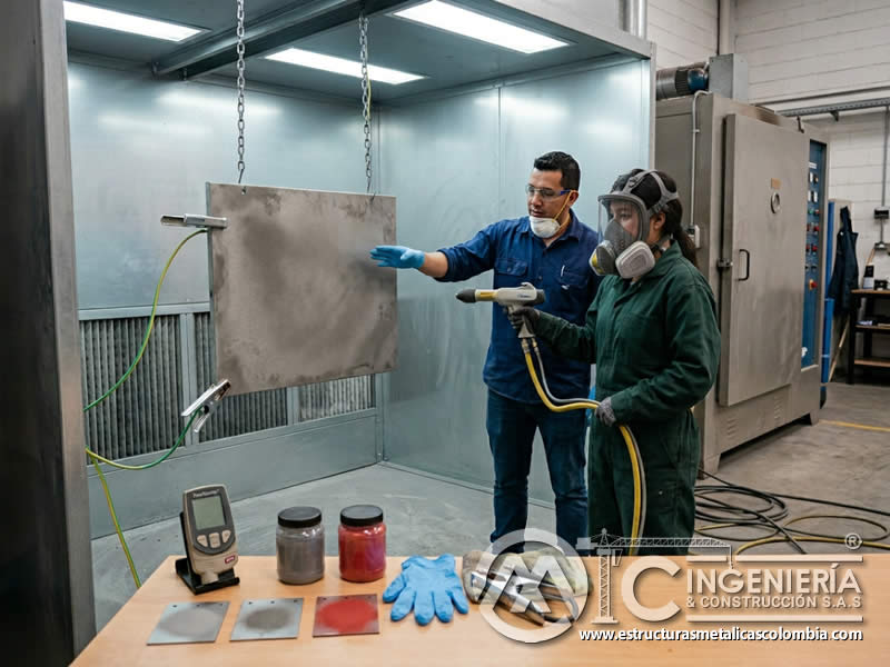 Distancia de pistola en pintura en polvo y sandblasting en Bogotá, Colombia. Montajes, Ingeniería y Construcción. MIC SAS. Distancia de pistola en pintura en polvo y sandblasting en Bogotá, Colombia. Montajes, Ingeniería y Construcción. MIC SAS.
